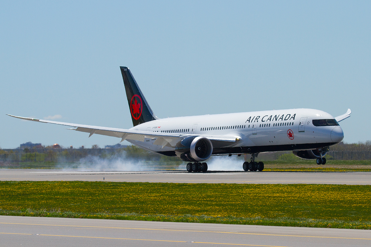 Air Canada's (AC/ACA) newest member of the mainline fleet, Boeing 787-9 Dreamliner C-FRSR, f/n 848, c/n 37178 / 553, arrived as AC7168 at YYZ from KMCI where it received predelivery modifications on Monday May15 2017. It is the first factory painted aircraft in the new Air Canada livery introduced in February,  The airline has 11 more 787-9s on firm order, which will bring the Air Canada Dreamliner fleet to a total of 37, including eight B787-8s. There are currently 18 787-9s in service. Air Canada, AC, ACA, Star Alliance, New colours 2017, Toronto Lester B. Pearson International Airport, YYZ, CYYZ, Toronto, Mississauga, ON, May 15 2017, (c) copyright Andrew H. Cline 2017, Andy Cline, Andrew Cline, andyclineyyz@gmail.com, 416 209 2669
