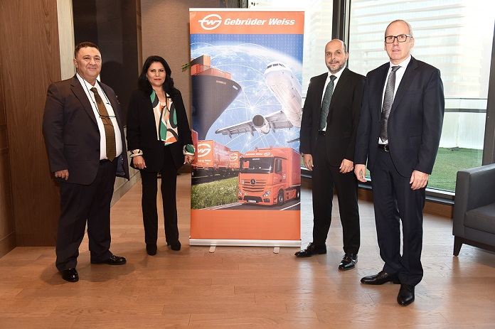Contract signing on October 22 in Istanbul (from left): Ilhami Seval and Sehel Zenbil (Managing Directors of 3S Transport & Logistics), Mişel Yakop (Country Manager Gebrüder Weiss Turkey) and Thomas Moser (Director and Regional Manager Black Sea/CIS at Gebrüder Weiss).