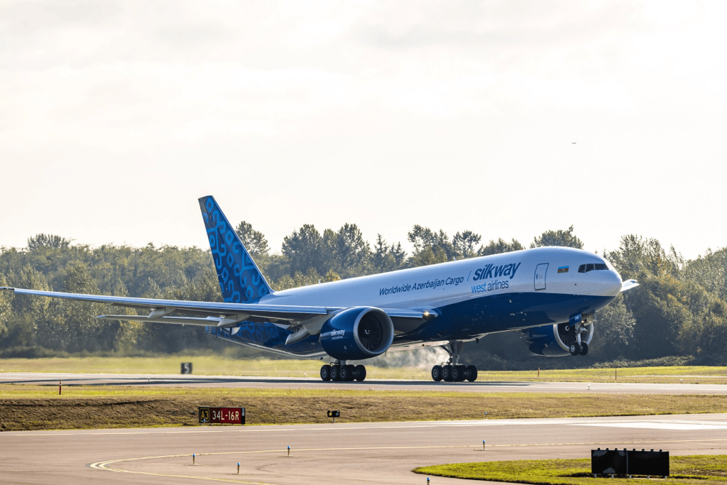 Inaugural flight of Silk Way West Airlines’ first Boeing 777F from Seattle to Baku