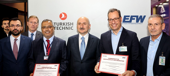 Turkish Technic chairman of the board Ahmet Bolat; Turkish Minister of Transport and Infrastructure Adil Karaismailoglu; EFW CEO & President Jordi Boto. Photo: EFW
