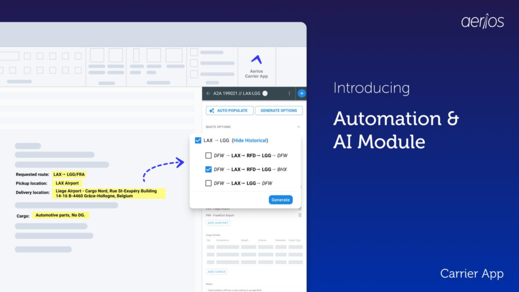 Aerios launches first AI-powered automation module to transform air cargo charter quoting
