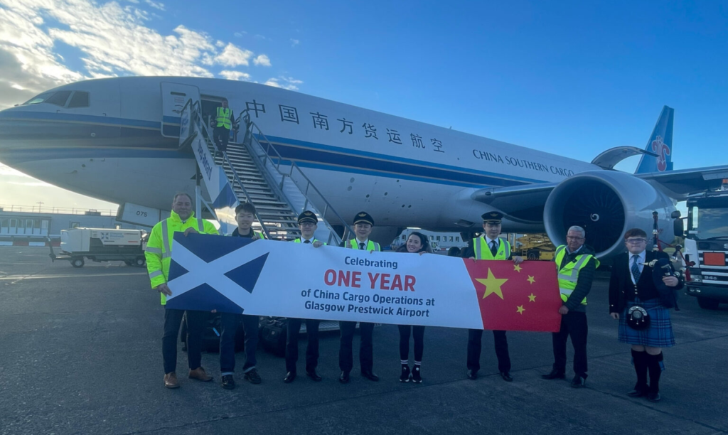 Glasgow Prestwick Airport Marks One Year of China Southern Cargo Services with Strong Growth in E-Commerce and Scottish Exports