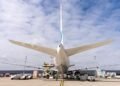 Freighter being loaded on airport apron