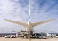Freighter being loaded on airport apron