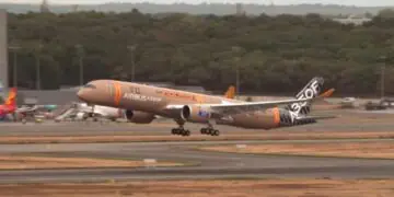 Airbus A350F freighter take-off