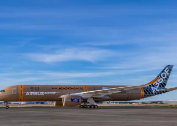 Airbus A350F takes to the skies in distinctive package-inspired livery